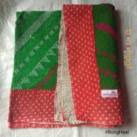 Hand woven Pure Cotton Kantha for Babies (RED & Green)